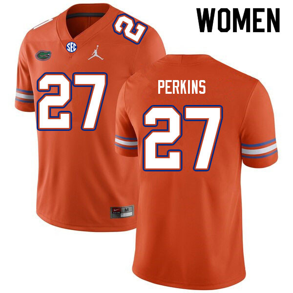 Women #27 Jadarrius Perkins Florida Gators College Football Jerseys Sale-Orange - Click Image to Close